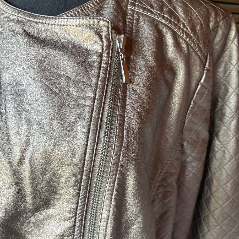 Chico's Shimmering Champagne Leather Jacket